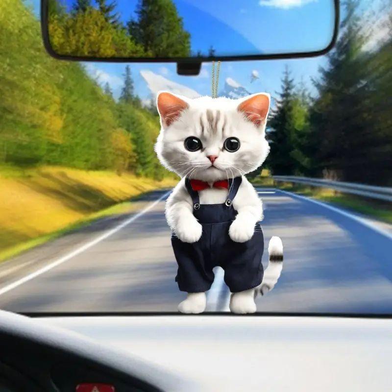 Creative Christmas Cat Car Charm Acrylic Cute Backpack Decoration For Auto Styling