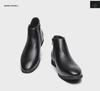Men's Casual High Top Zipper Boots - Autumn & Winter Fashion, Korean Style, Solid Color Leather.