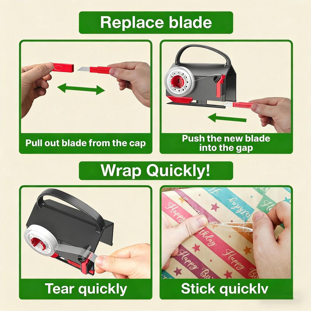 Paper Roll Cutter Roll Paper Cutter with Handle Christmas Wrapping Gadget for Student Teacher Sticker Wrapping Gadget