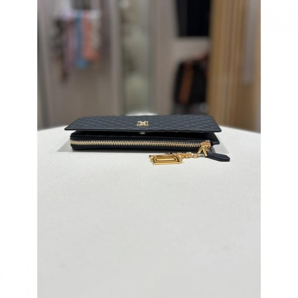 Daks Black Dd Logo Pattern Leather Slim 2 Fold Wallet Dcwa5f528bk