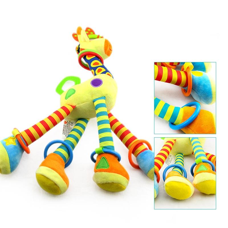 Soft Giraffe Handbells Rattles Plush Infant Baby Development Handle Toys WIth Teether Baby Toy For Newborn Gifts
