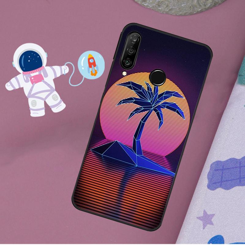 Retrowave Neon Palms Tree For Huawei Nova 10 9 SE 11 Pro Y60 Y70 Y90 Y61 Y91 Y72 Y73 12i 11i 8i P20 P30 P40 Lite Case