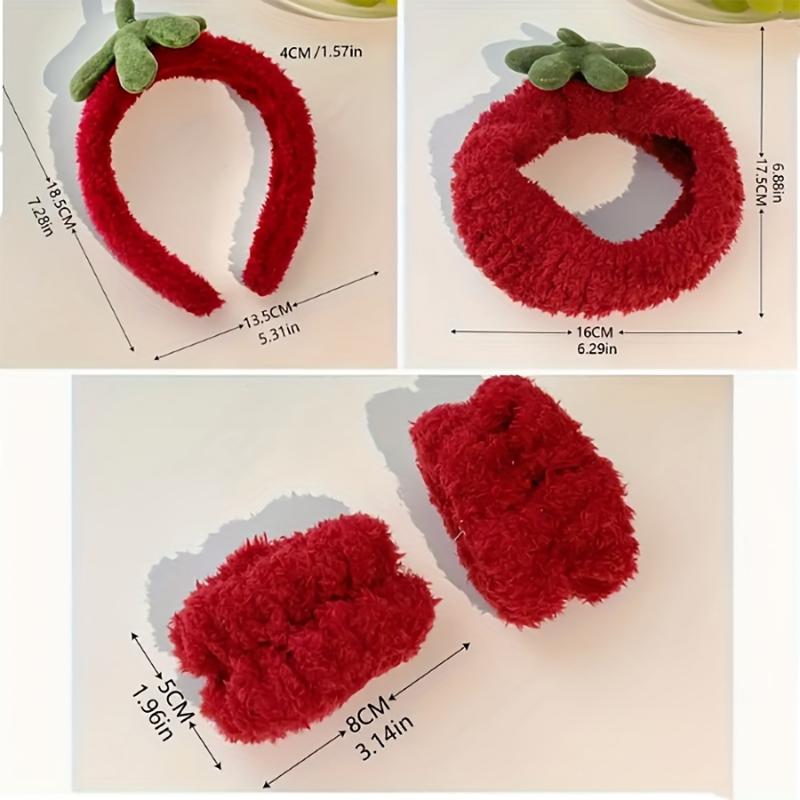 1/2Pcs/Set Strawberry Face Wash Hair Bands Hair Bands For Girls Basic Utility Makeup Applying Mask Headband Hair Ties