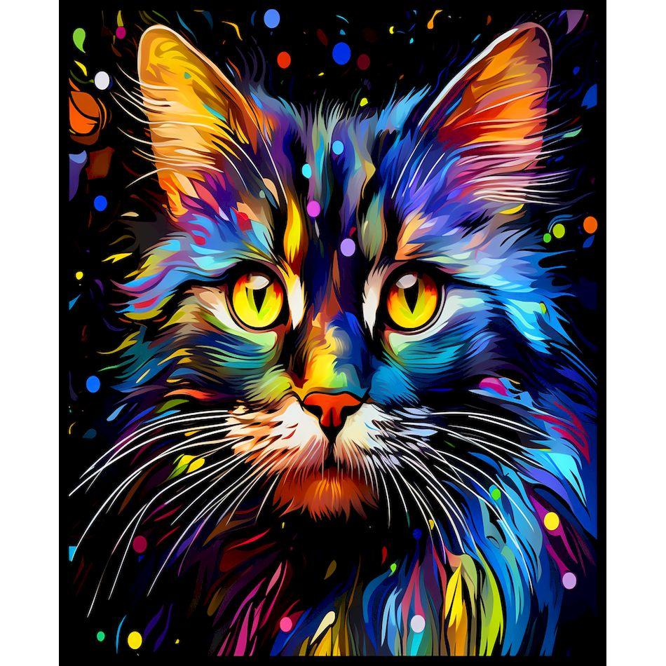CHENISTORY Paint By Numbers Colorful Cat Animal Acrylic Drawing Canvas Wall Art Oil Painting By Numbers DIY Home Decoration