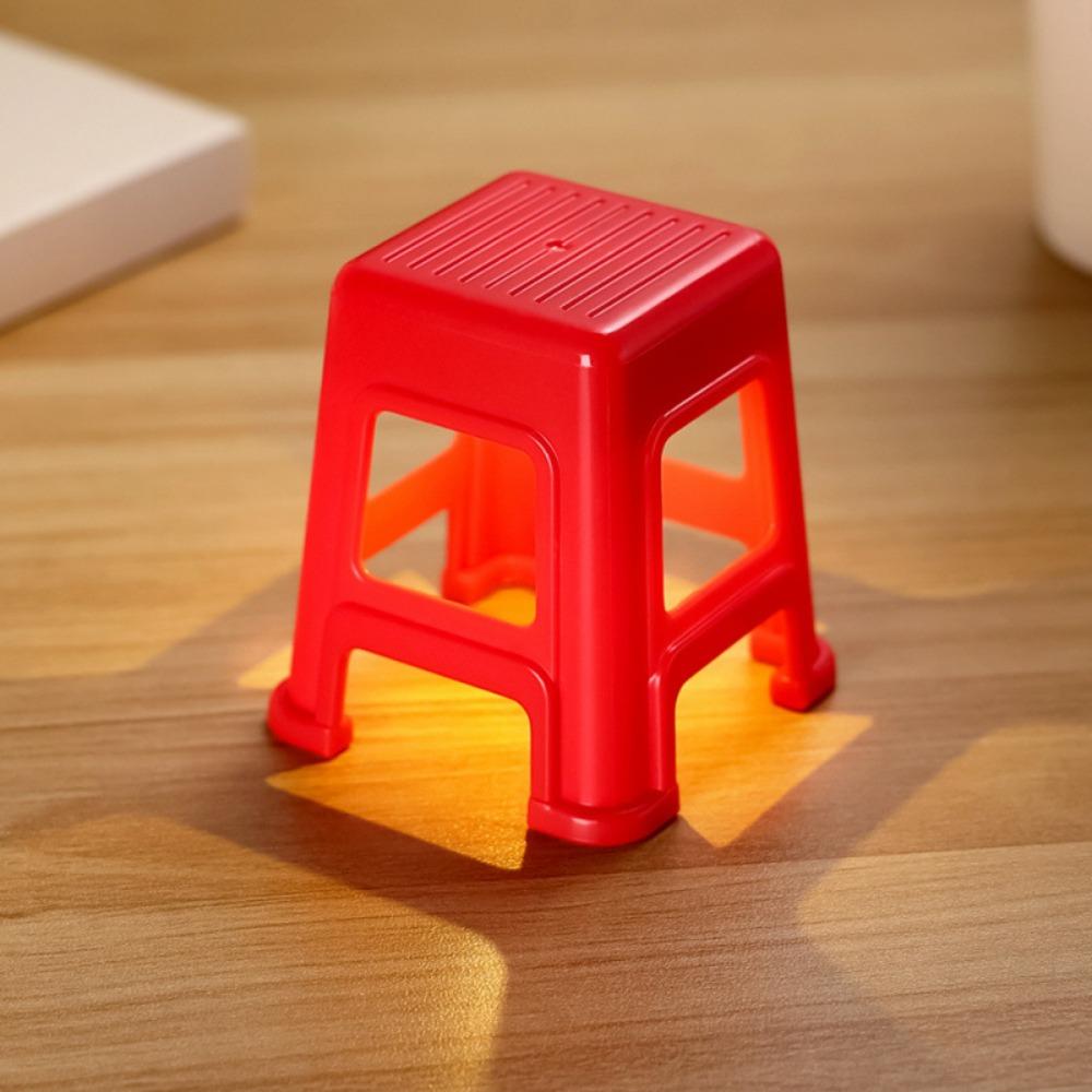 Ornament Plastic Material LED Mini Stool LED Light Stool Shape Night Light Cute Design Mini Size Phone Holder Desktop Use