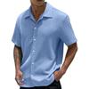 Men's Summer Solid Color Lapel Short-Sleeved Shirt Men's Casual Fashion Short-Sleeved Shirt