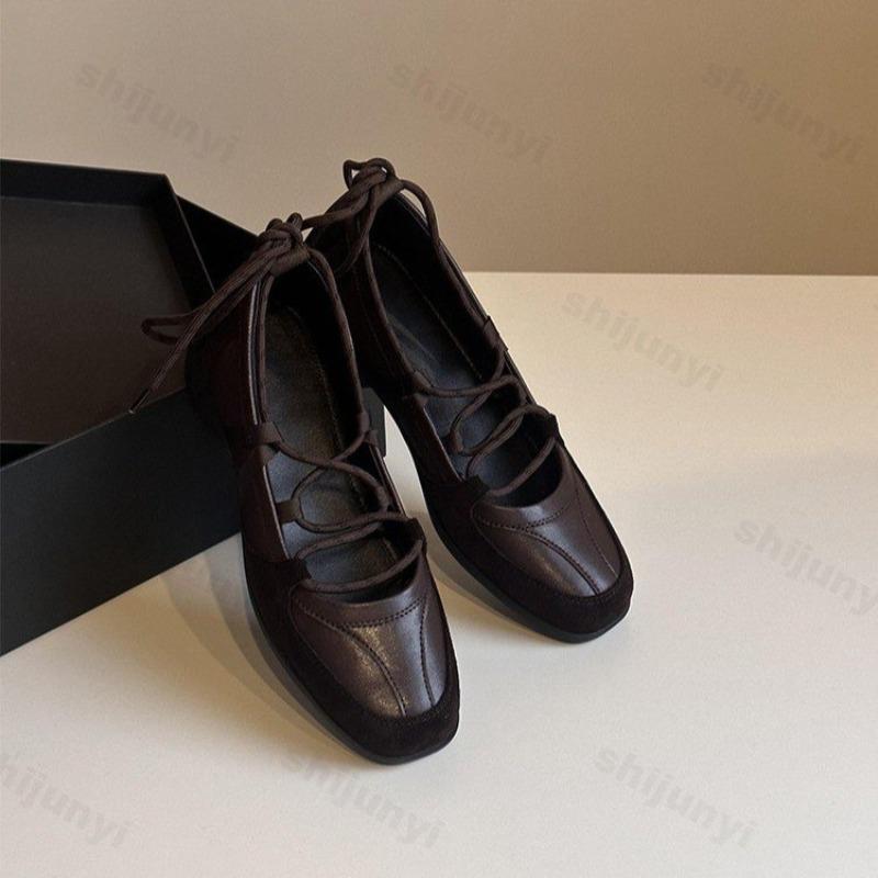Damenschuhe Ballett 2026 Herbst Winter Neue Mode Kreuzgebunden Rutschfest Mary Jane Schuhe Luxus Vintage Bequem Freizeit Schuhe