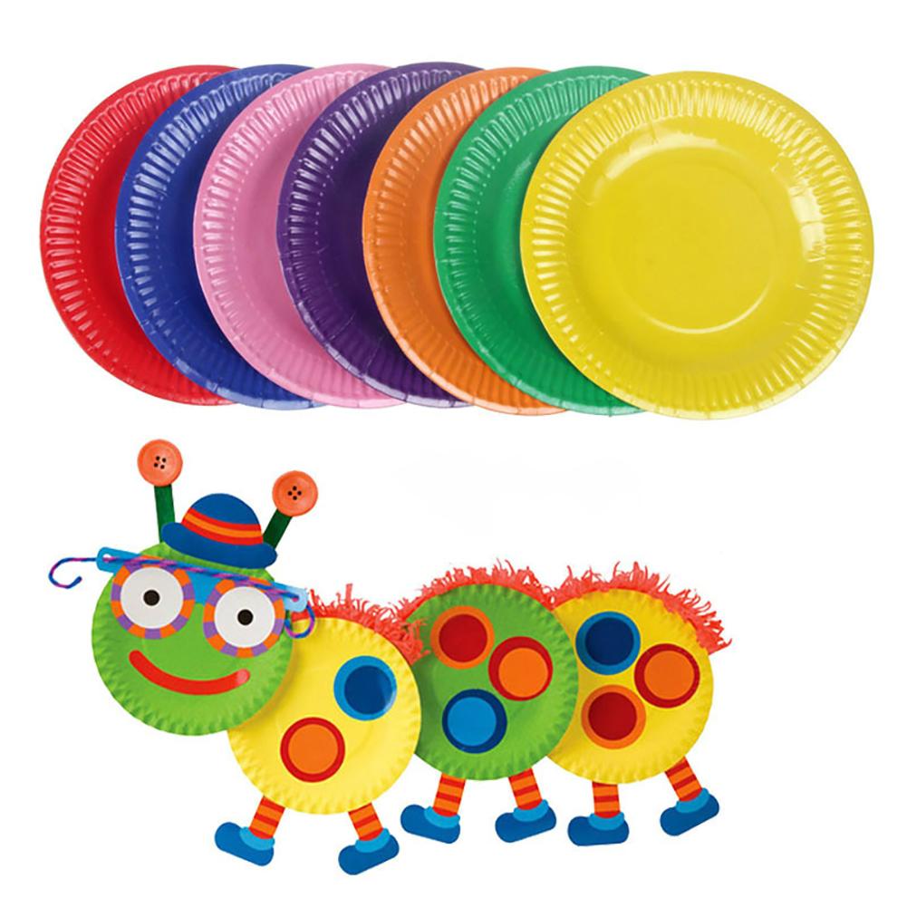 Paper Tray Children's Manual DIY Disposable Color Round Paper Tray Birthday Party Paper Tray