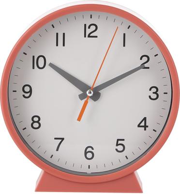 Fuji Boeki Analoge Uhr, Wand- oder Tischuhr, Leise, Kompakt, 16,2 cm breit x 4,3 cm tief x 17,1 cm hoch, Einfaches orangefarbenes Elfen-Design, 29869