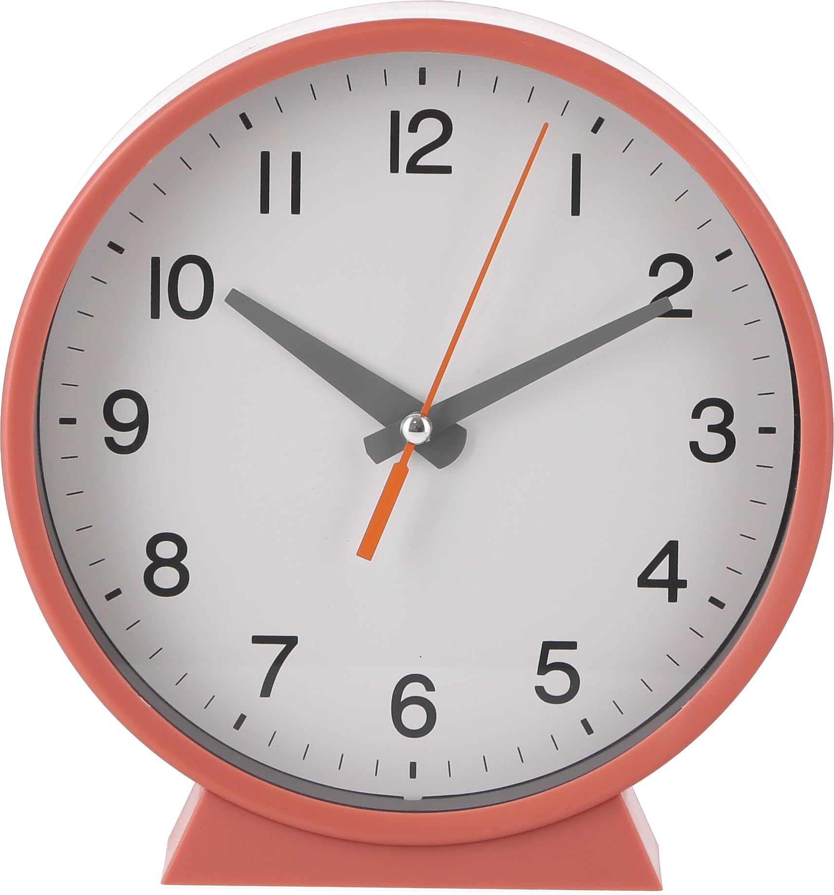 

Fuji Boeki Analog Clock, Wall or Table Clock, Quiet, Compact, 16.2cm Wide x 4.3cm Deep x 17.1cm High, Simple Orange Elf Design, 29869