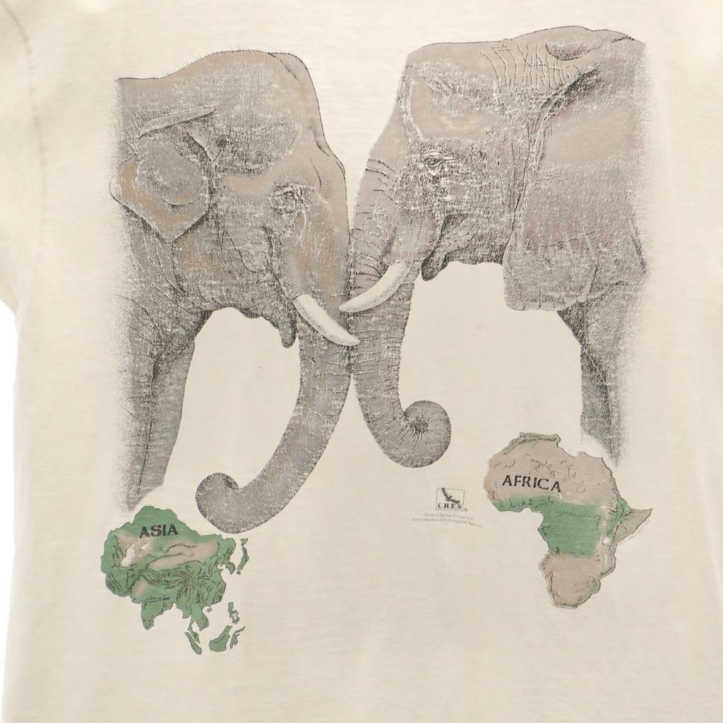 Hanes 90s Made in USA Old elephant print Short sleeve T-shirt Men's Used