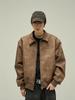 Tailang's Retro Brown Leather Jacket for Men - Trendy, Loose, Cotton Lined, Perfect for Spring & Autumn.