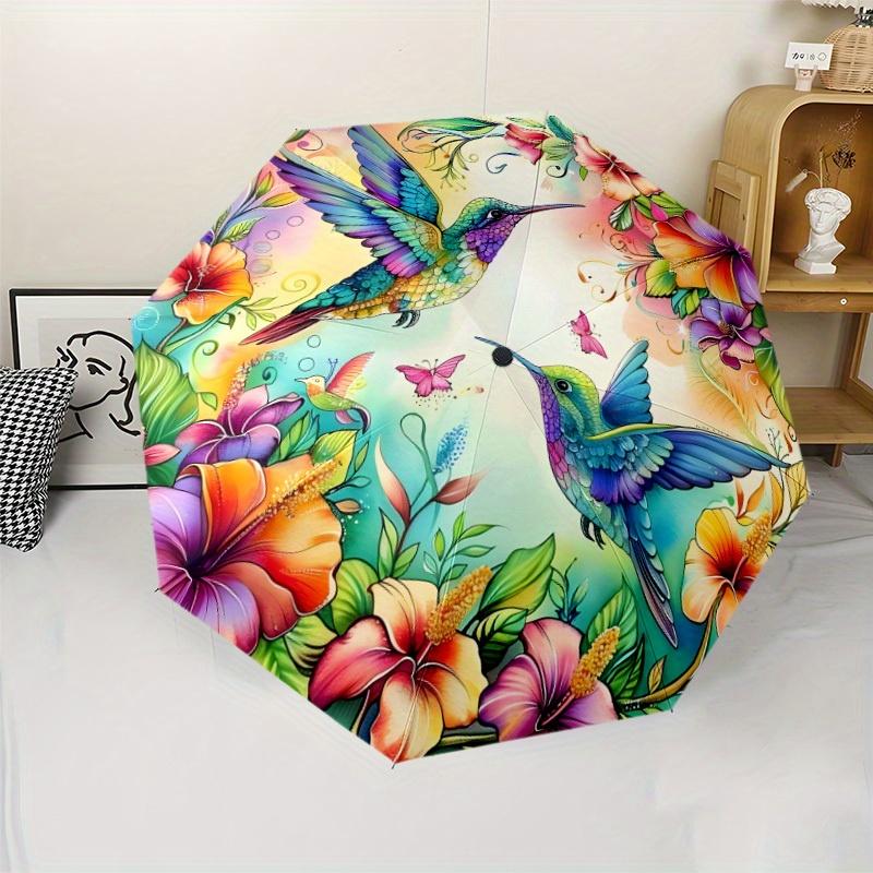 

[Colorful Hummingbird Umbrella] Colorful Hummingbird Style Automatic Folding Umbrella | Portable Sun Shade Parasol | Decorativ Iron&8K