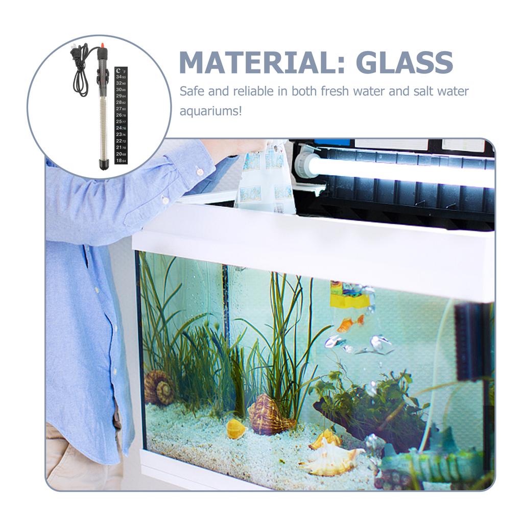 2pc 300W Glass Submersible Aquarium Heater With Thermometer For Freshwater Saltwater Fish Tank Heating Rod Us Plug Precise