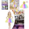 Unicorn Cosplay Girls Dress With Rainbow Pattern For Halloween Party