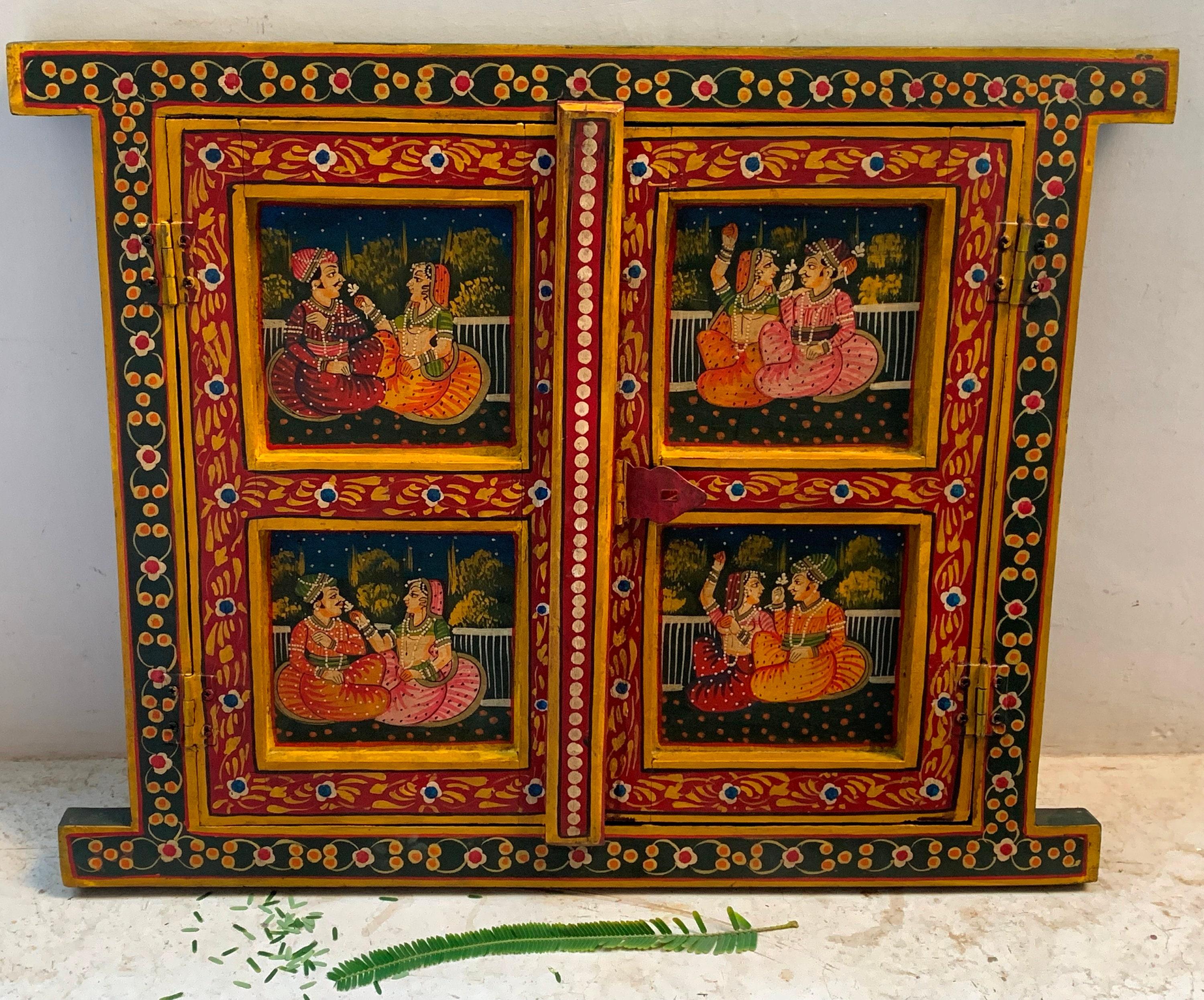 

Handmade Painted Jharokha: Rajasthani Royal Wooden Window Wall Decor разноцветный