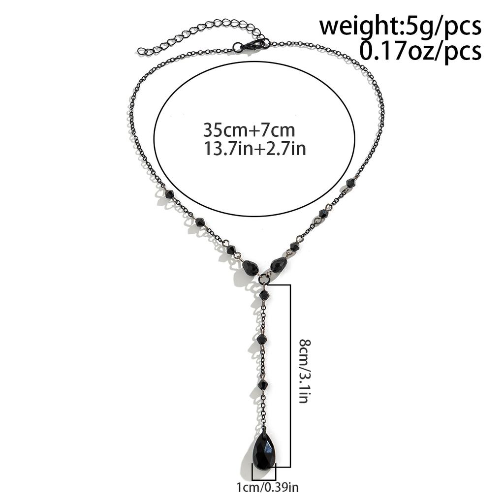 Gothic Schwarze Wassertropfen Kristall Brustkette Halskette für Frauen Collares Vintage Sexy Glieder Choker Y2K Halloween Schmuck Accessoires