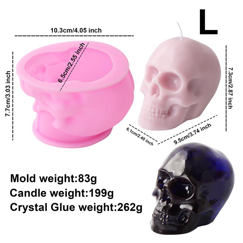 3D Skull Shape Silicone Mold DIY Halloween Skull Candle Silicone Mold Epoxy Plaster Home Decoration Resin Casting Art Crafts
