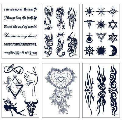 MIR WAY Semi-permanent Real Tattoo Stickers 6-piece Set A, 1 Piece