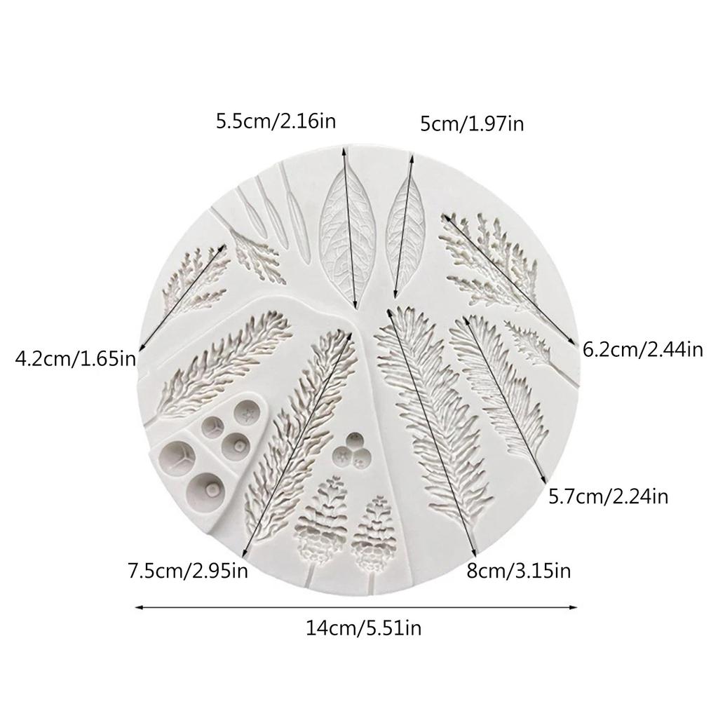 Silicone Leaf Mold Winter Foliage Resin Mold Wedding Leaf Chocolate Fondant Mold for Baking Christmas Cakes Decoration