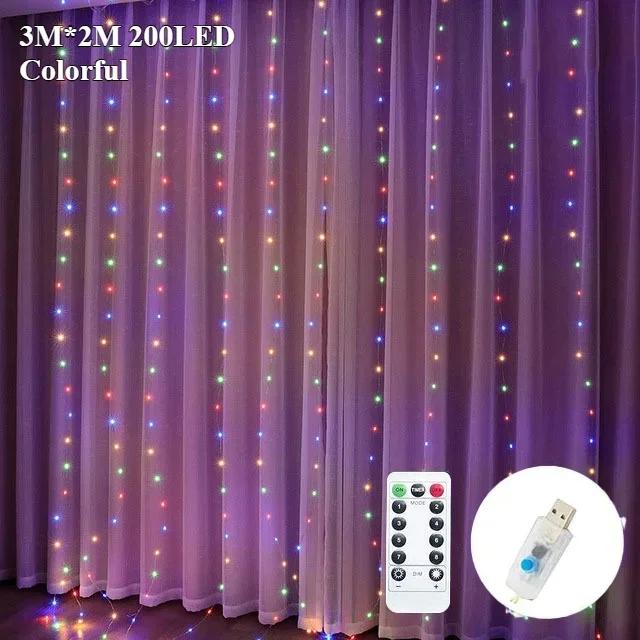 LED Curtain String Lights USB 5V Remote Control Fairy Lights Festoon Lamp 8 Modes Christmas Decoration For Home Wedding Lighting