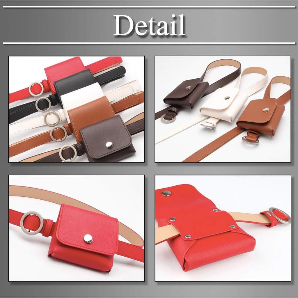 BUZZxSELECTION Leather Waist Pouch Bag with Belt Accessory LBT076 Women's Buckle, 2-Way Case, (03 Black)