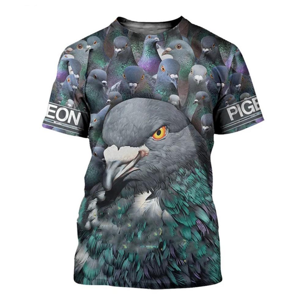3D Harajuku Animal Print T Shirt For Men Funny Pigeon Pattern Short Sleeve Pullover Summer Casual O-neck Loose Tops Hot Sale Tee