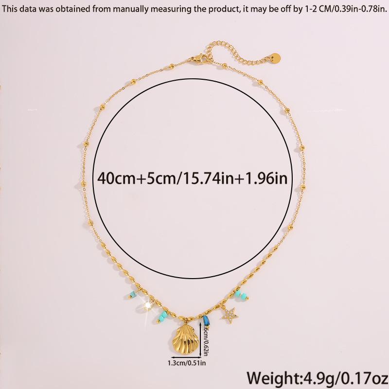 Ocean Series Diamond-encrusted Star Shell Beaded Necklace Female European and American Ins Style Fashion Niche Titanium Steel Necklace