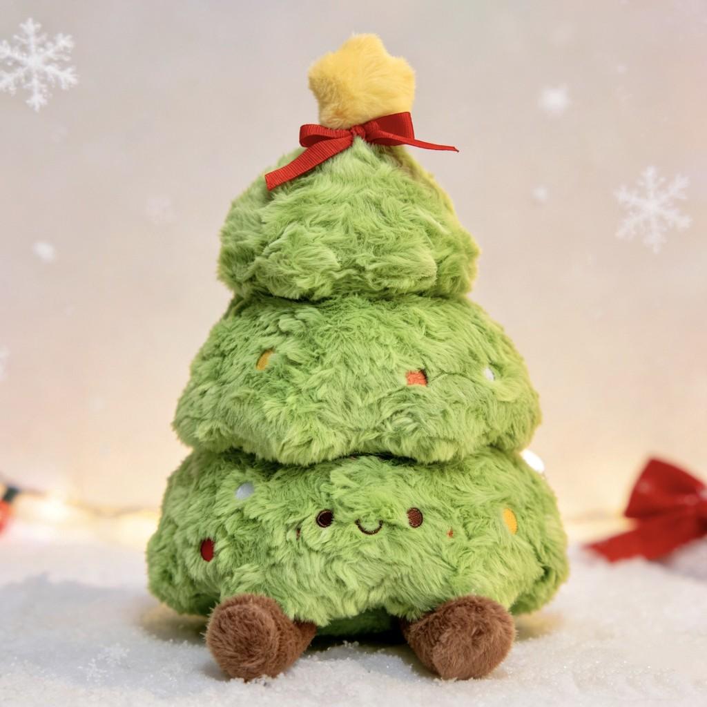 Söt Nalle och Julgran Gosedjursdocka Med PP-bomullsfyllning För Julklappsutdelning Och Barnrumsinredning