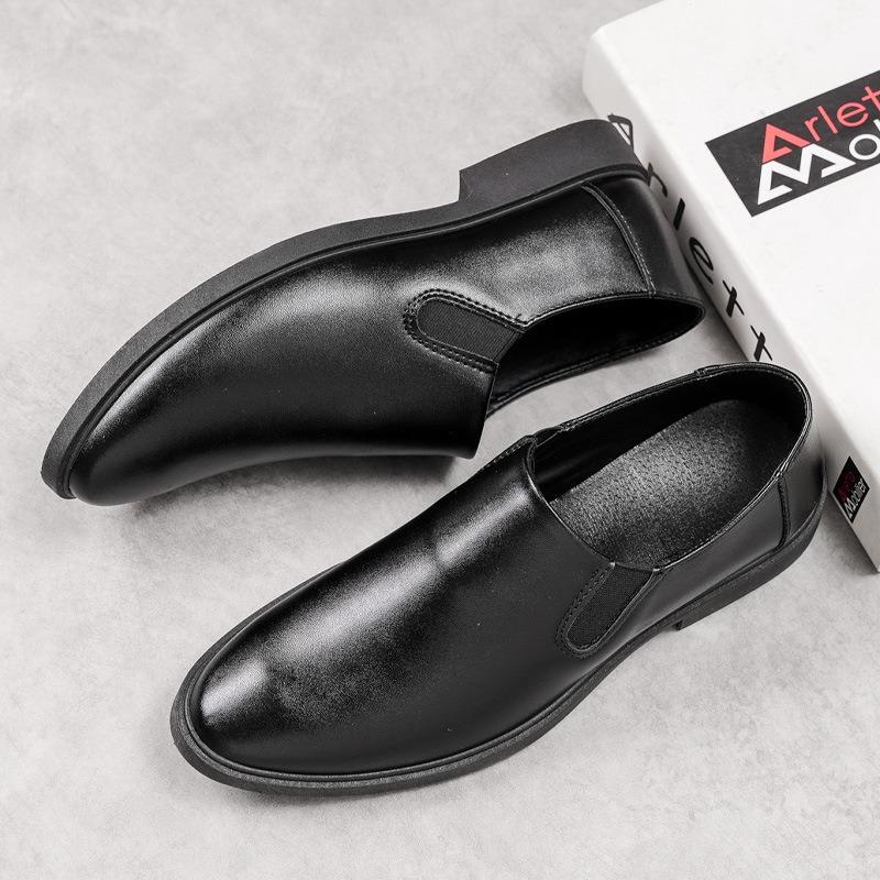 Men's new one-pedal lazy business casual leather shoes soft-soled breathable pointed shoes men