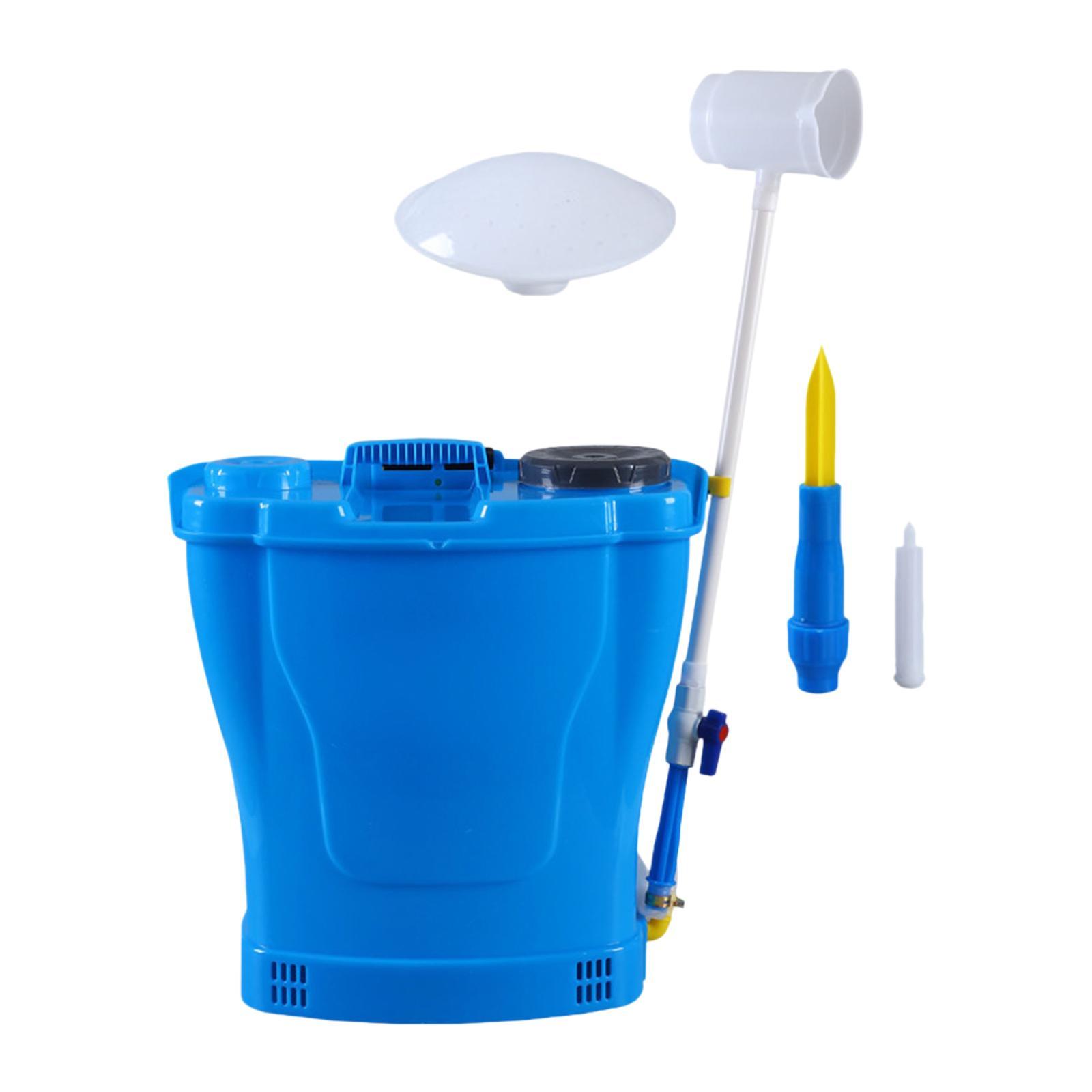 Ergonomic Manual Fertilizer Applicator Agricultural Liquid Fertilizer Spreader with Back Carrying Bucket for Field Planting синий