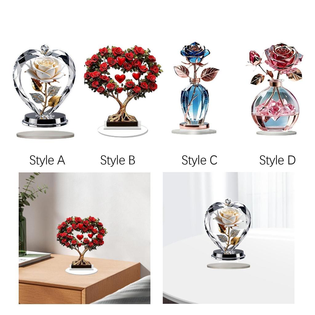 2D Flower Acrylic Sign Decorative Plaque Artwork Desktop Display Table