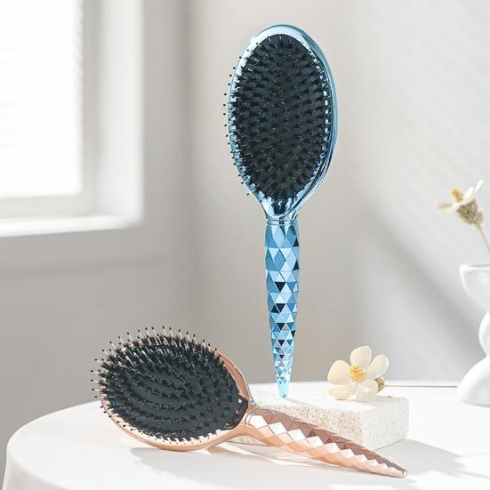 Boar Bristles Hair Brush with Ergonomic Handle Anti-static Scalp Massage Air Cushion Comb Men Women Portable Hair Styling Detangling Brush