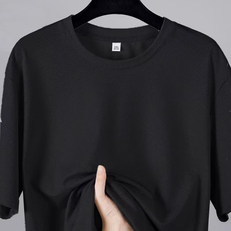 

Men s Ice Silk Mesh Short Sleeve Loose T-Shirt 5XL чорний