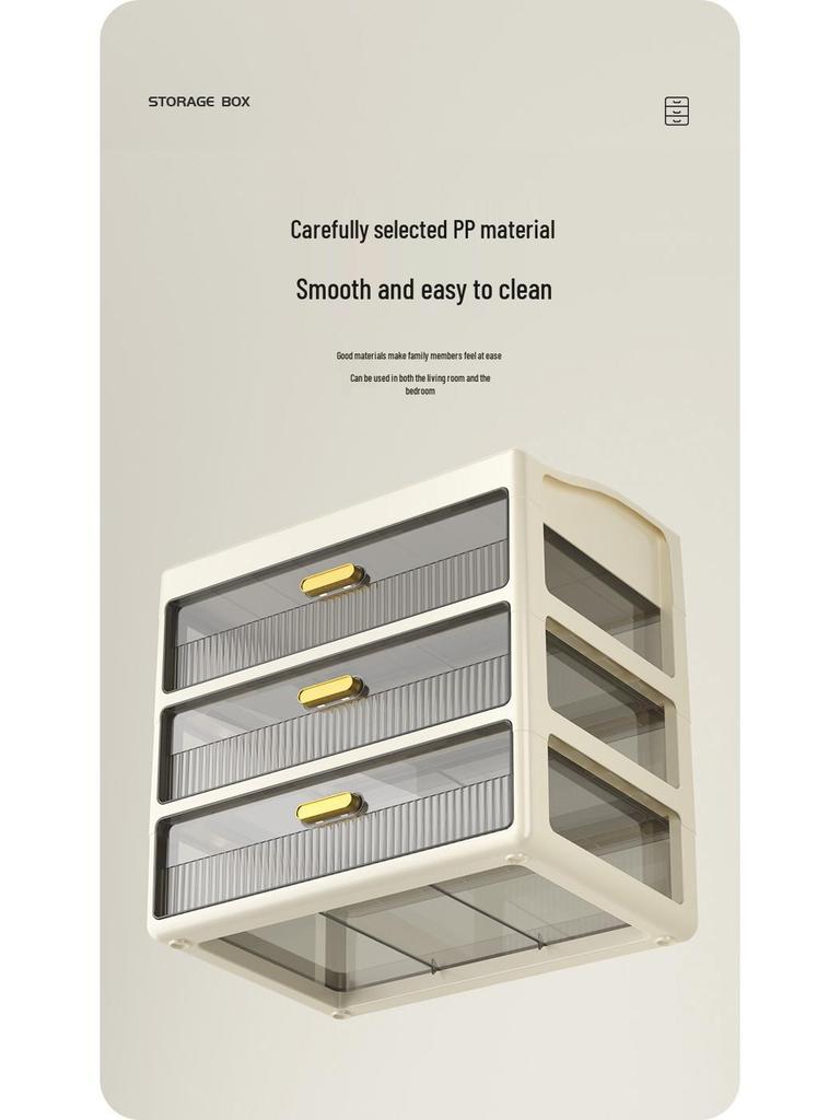 Transparent Large Capacity Cosmetic Storage Box with Drawers for Makeup, Jewelry, and Masks