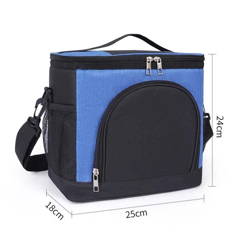 10L Portable Lunch Bag Food Thermal Box Durable Waterproof Office Cooler Lunchbox with Adjustable Shoulder Strap Insulated Case