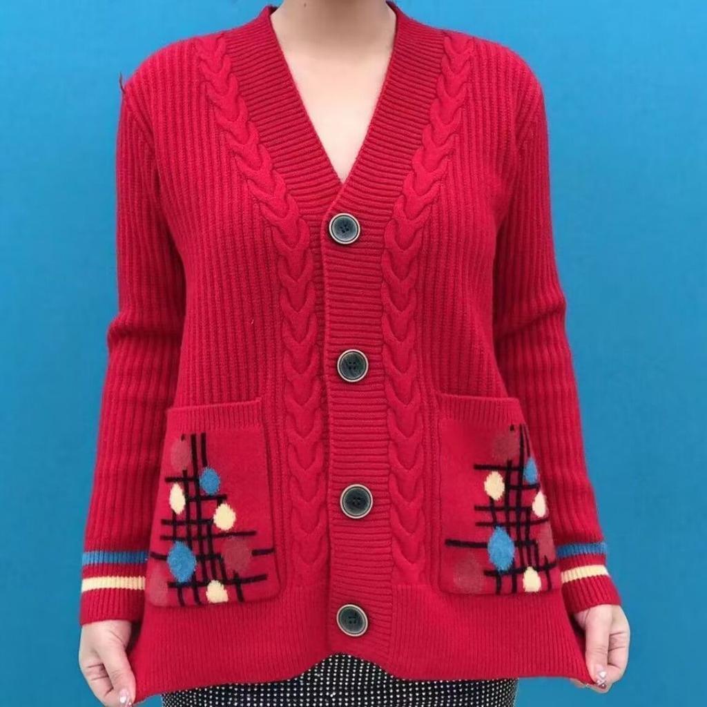 Autumn Winter Women's Knitted Cardigan Sweater Thickened Plus Size Cardigan Jacket V-neck Twist Loose Knitted Short Jacket