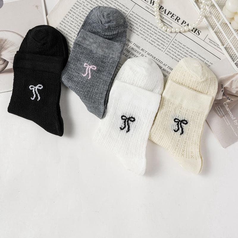 

4 пары женских хлопковых носков средней длины, летние, удобные, JK, полосатые, женские, повседневные, чулочно-носочные изделия One size
