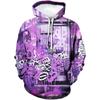Vintage 3D-print Trippy Graffiti Animation Grafisk Hættetrøje Hættetrøjer Lommer Langærmet Pullover Trendy Unisex Toppe