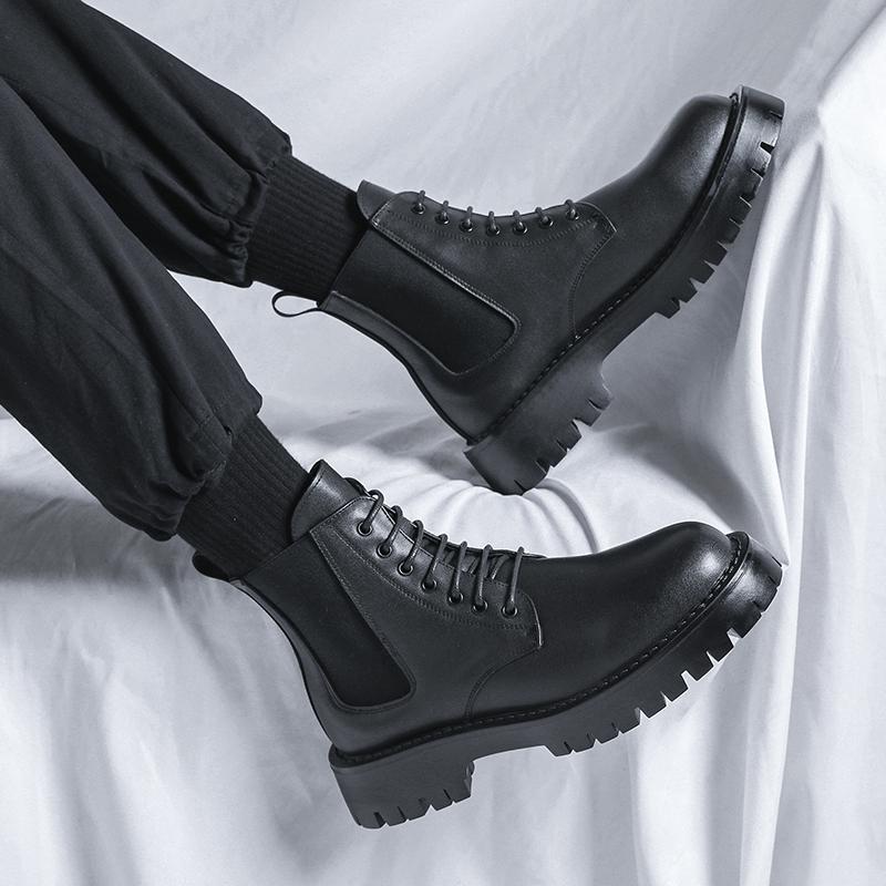 Business Thick Soled Men's Boots Trendy Classic Versatile Styles Leisure and Fashion Party Adult Office Outdoor Motorcycle Shoes