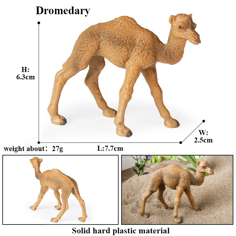 Oenux Wild Desert Camel Simulation Animal Kameel Camel Cactus Model Action Figures Solid PVC Figurines Educational Kids Toy Gift