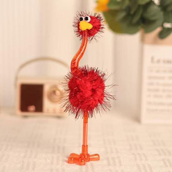 Penne Peluche Cartone Animato Struzzo Penne a Sfera in Plastica, Penna Divertente Autoportante, Punta 0,5 mm, Accessori Decorativi da Tavolo Scrittura Pelosa