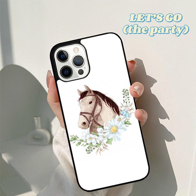 Autumu Horse Watercolor Flowers Phone Case Cover for iPhone 17 Air 16 16e 15 12 11 13 14 Pro Max Apple Plus Coque