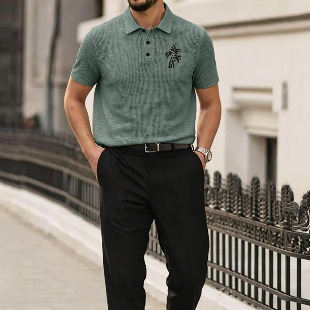 Men's Summer High-End Mesh Fabric Polo Shirt Short Sleeve Breathable Lightweight Soft Texture Casual Fit Stylish Design