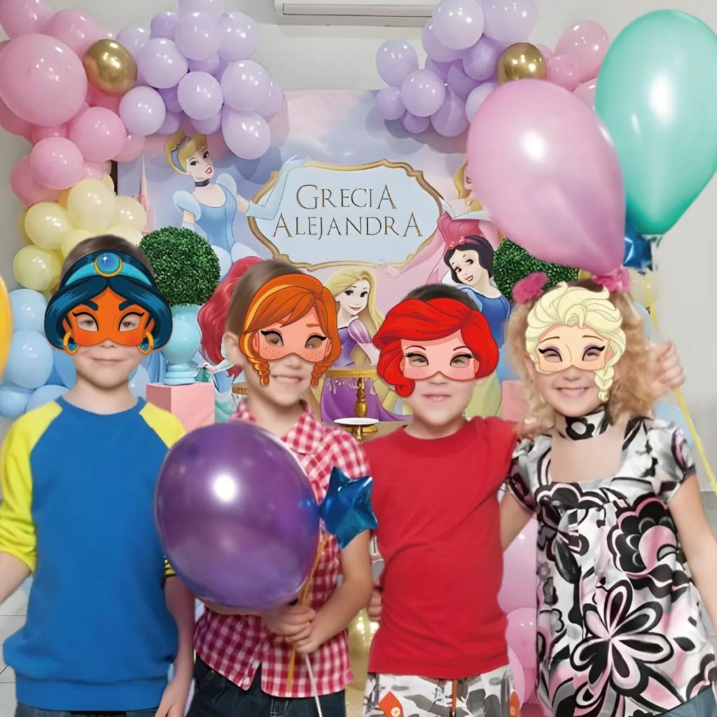 12Pcs Disney Princess Mask Party Decoration Set Birthday Gift Party Halloween Cool Accessories Favorite Ornament for Girls
