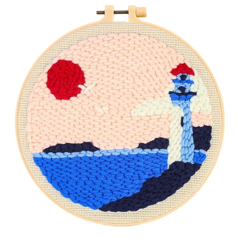 Beginner Friendly Punch Needle Embroidery Set With Thick Yarn Craft Set for Home Decoration and Relaxation