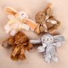Bunny Plush Keychain Soft Long-Hair Stuffed Rabbit with Satin Bow Metal Clip Decorative