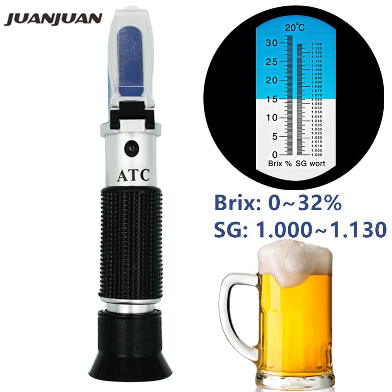 Refractometer All kinds Brix Alcohol Salinity Handheld Refractometer Wine Beer Sugar Fruit Vegetables Juice with ATC