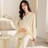 Cotton Long Sleeve Maternity Pajamas Dressing Gown Solid Color Nightgown Bra Breastfeeding Maternity Nightwear Nursing Clothes