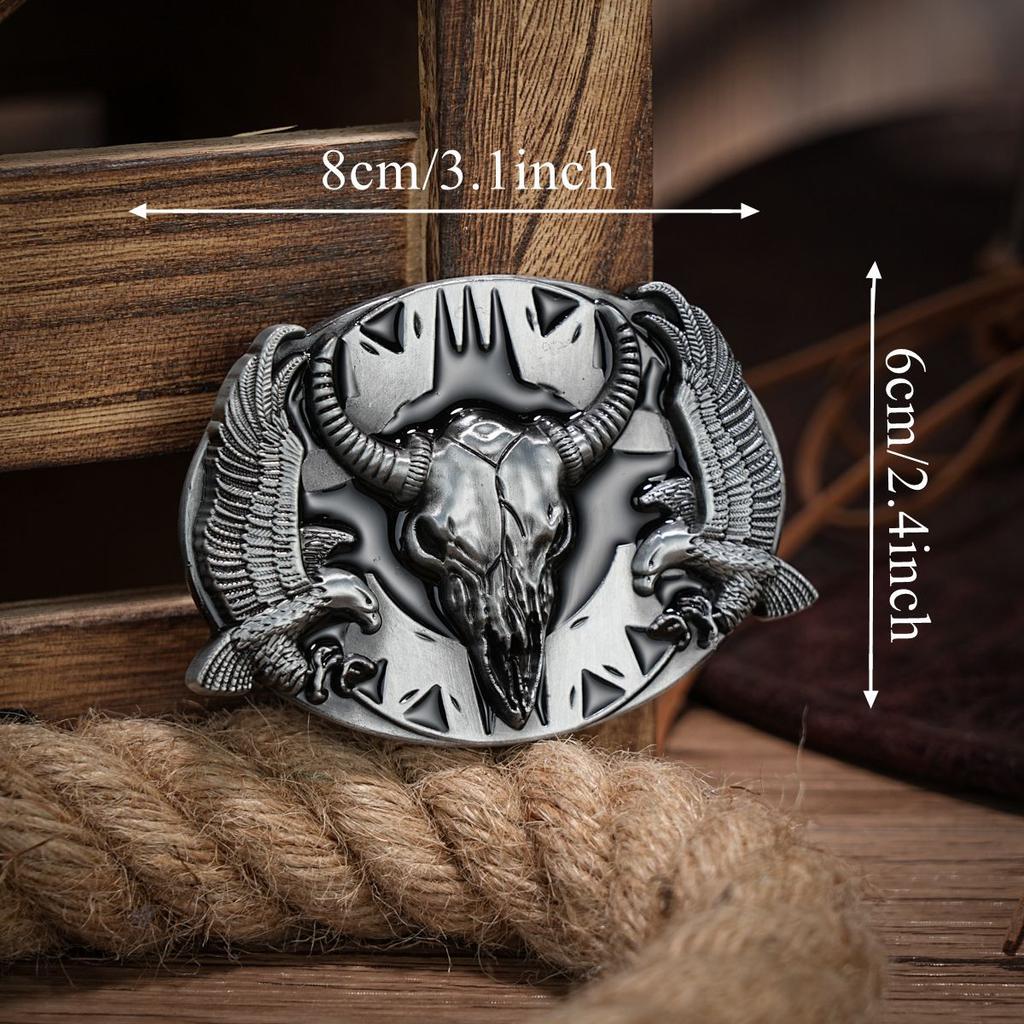 1Pc Punk Wind Pressure Flower Alloy Belt Buckle American Retro Western Cowboy Style Personalized for Men Women